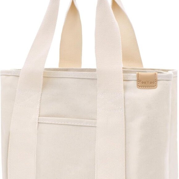 Canvas Tote Bag Large Capacity Unisex Multi-pocket Eco-friendly Handbag - Picture 1 of 9